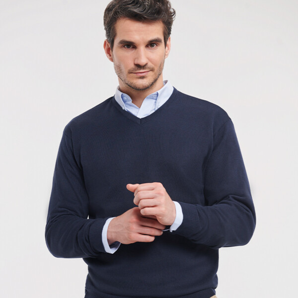 Russell Collection Cotton Acrylic V Neck Sweater Thumbnail